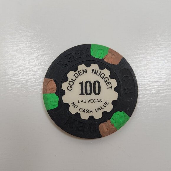 Vintage Other - Vtg Golden Nugget Hotel Casino 100 NCV Chip Las Vegas Black No Cash Value NV